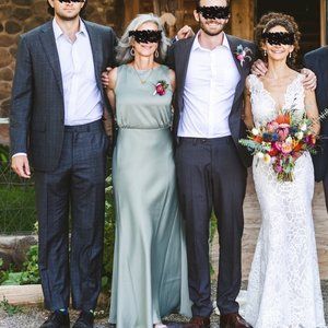 Beckett Satin Charmeuse Maxi Dress - BHLDN Anthropologie - Sage Green - …